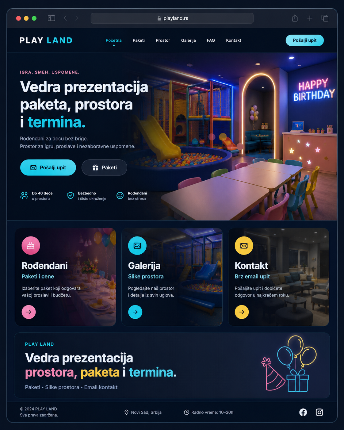 Primer sajta za igraonicu